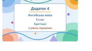 Додаток 4 Англійська мова 9 клас Адаптація 2 рівень підтримки