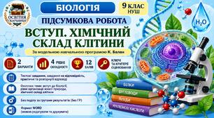 Підсумкова робота «Вступ. Хімічний склад клітини». Біологія, 9 клас (Без ГР)