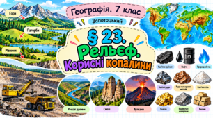 Рельєф. Корисні копалини. Презентація, інфографіка, робочий аркуш
