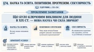 9 клас НУШ Презентація + робочий аркуш + робочий аркуш для ооп + опорний аркуш § 74 Наука та освіта. Позитивізм. Прогресизм. Секулярність