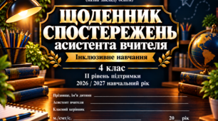 ЩОДЕННИК СПОСТЕРЕЖЕНЬ асистента вчителя 4 клас 2 рівень