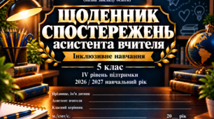 ЩОДЕННИК СПОСТЕРЕЖЕНЬ асистента вчителя 5 клас 4 рівень