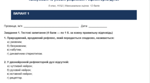 САМОСТІЙНА РОБОТА 8 клас НУШ «Безумовні та умовні рефлекси. Рефлекторна дуга»