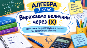 АЛГЕБРА 7 КЛАС | Виражаємо величини через (x) | Підготовка до розв’язування задач за допомогою рівнянь