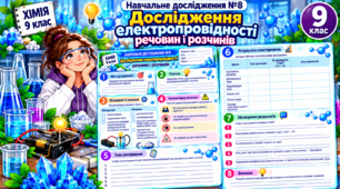НАВЧАЛЬНЕ ДОСЛІДЖЕННЯ 8 «Дослідження електропровідності речовин  і  розчинів» - хімія 9 клас (робочій аркуш)