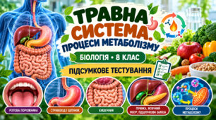 Травна система. Процеси метаболізму БІОЛОГІЯ. 8 КЛАС    Підсумкове тестування