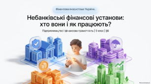 Презентація «Небанківські фінансові установи» + робочі аркуші (9 клас) НУШ
