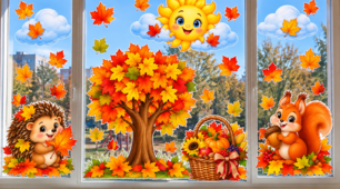 🍂 Оформлення вікон «Чарівна осінь» 🍁