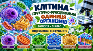 Клітина — структурно-функціональна одиниця організмів  БІОЛОГІЯ. 9 КЛАС    Підсумкове тестування