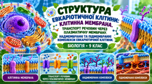 Структура евкаріотичної клітини: клітинна мембрана. Транспорт речовин через плазматичну мембрану. БІОЛОГІЯ. 9 КЛАС