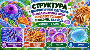 Структура евкаріотичної клітини: ендоплазматична сітка, комплекс Гольджі, лізосоми, вакуолі. БІОЛОГІЯ. 9 КЛАС
