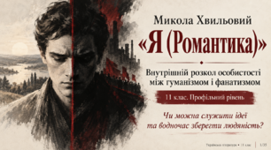 Презентація «Микола Хвильовий. “Я (Романтика)”: внутрішній розкол особистості між гуманізмом і фанатизмом» — 11 клас, профільний рівень, за підручником Ольги Слоньовської, Наталії Мафтин, Наталії Вівчарик.