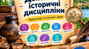 Допоміжні історичні дисципліни: яскрава презентація та конспект уроку з історії для 5 класу