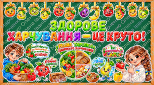 День здорового харчування: оформлення дошки «Здорове харчування - це круто!» + колективна робота «Наша тарілка здорового харчування».