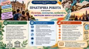 Практична робота за розділом"Культура. Особистість. Мистецтво жити в суспільстві". 7 клас. Громадянська освіта. НУШ.