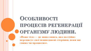 Особливості процесів регенерації організму людини