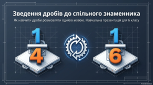 Навчальна презентація з математики для 6 класу: «Зведення дробів до спільного знаменника»