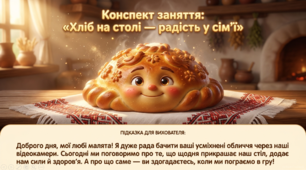 Презентація+конспект заняття з розвитку мовлення "Хліб на столі - радість у сім'ї".Старша група. Листопад