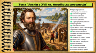 Англія в XVII ст. Англійська революція. 8 клас (НУШ). Всесвітня історія. За підручником авторів Гісем О. та інші.