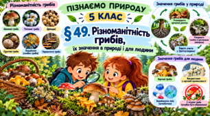 Різноманітність грибів, їх значення в природі і для людини. Презентація, інфографіка, робочий аркуш
