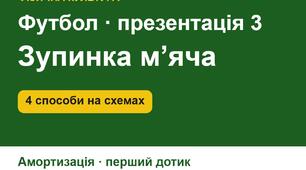 Зупинка і прийом м’яча у футболі: підошвою, внутрішньою стороною стопи, стегном, грудьми — презентація зі схемами (5–9 кл.)