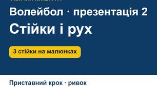 Стійки і переміщення у волейболі: висока, середня, низька стійки, приставний крок — презентація зі схемами (5–9 кл.)