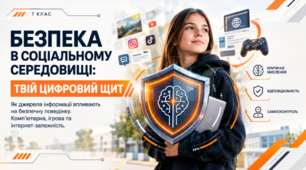 Безпека в соціальному середовищі. Уплив джерел інформації на безпечну поведінку. Комп’ютерна, ігрова та інтернет-залежність. 7 клас НУШ підручник Гущина.