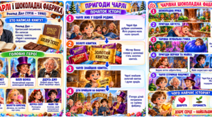 Навчальний матеріал за твором  «Чарлі і шоколадна фабрика» Роальда Дала