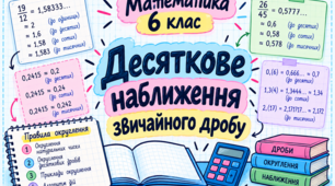Пам’ятка з математики для 6 класу на тему «Десяткове наближення звичайного дробу»