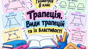 Пам’ятка з геометрії для 8 класу на тему «Трапеція. Види трапецій. Властивості рівнобічної трапеції»