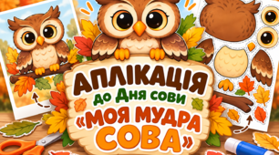 Аплікація до Дня сови «Моя мудра сова». Зразок і шаблон для вирізання