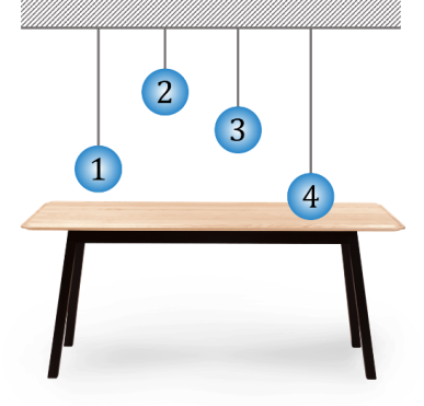A table with blue balls from it Description automatically generated
