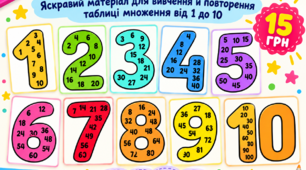 БАРВИТА ТАБЛИЦЯ МНОЖЕННЯ