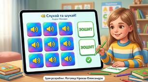 нтерактивна дидактична аудіо-гра «Слухай та шукай!» (Мемо-тренажер для автоматизації та диференціації звуків Д-Т, Б-П, Ж-З)