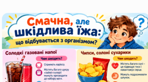 Інфографіки про корисну та шкідливу їжу