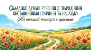 9 клас НУШ. Складнопідрядні речення з підрядними обставинними причини та наслідку. Презентація, інфографіка, робочий аркуш