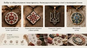 Проєкт "Аксесуар в етнічному стилі" 9 клас НУШ. Тема: "Вибір та обґрунтування теми проєкту. Аксесуар в етнічному стилі з полімерної глини. Планування роботи з виконання проєкту. Підбір моделей-аналогів, їх аналіз"