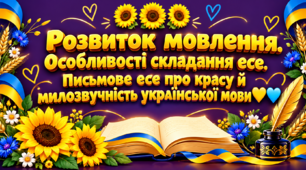 🌻🌻🌻РМ. Особливості складання есе. Есе про красу й милозвучність української мови (письмово)💛🩵