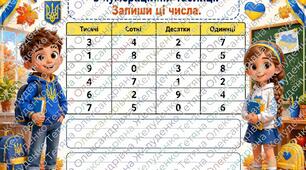 Навчальний аркуш з математики: Читаємо числа (учні)