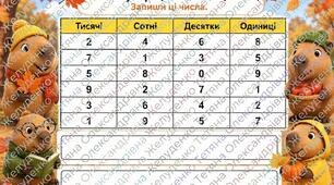 Навчальний аркуш з математики: Читаємо числа (тварини)