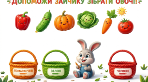 Допоможи зайчику зібрати овочі