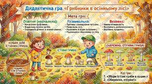 Дидактична гра «Грибники в осінньому лісі»