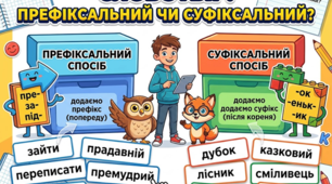 6 клас укрмова "СЛОВОТВІР : ПРЕФІКСАЛЬНИЙ ЧИ СУФІКСАЛЬНИЙ?"