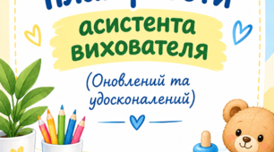 Планування роботи асистента вихователя. Вересень-травень