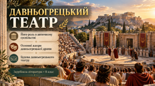 Давньогрецький театр, його роль в античному суспільстві. Основні жанри давньогрецької драми. Схема давньогрецького театру