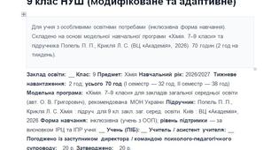 Календарно-тематичне планування з хімії. 9 клас НУШ (модифіковане та адаптивне)