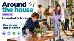 Презентація до уроку англійської мови у 5 класі «Around the house. Домашні обов’язки» за підручником «Full Blast Plus 5» Г. К. Мітчелла та Марілені Малкогіанні