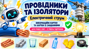 Провідники електричних зарядів та  ізолятори 9 клас фізика ОПП (картки з завданнями 4 рівень підтримки)