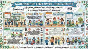 Календарно-тематичне планування розроблено на основі модельної навчальної програми «Здоров’я, безпека та добробут. 6 клас»  (авт.автори: Гущина Н.І., Василашко І.П.) 1семестр