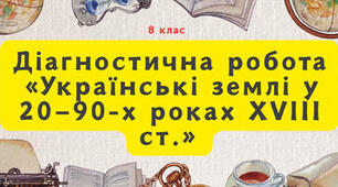 Діагностувальна робота з теми: «Українські землі у 20–90-х роках XVIII ст.»  (8 клас). Без ГР. Чотири рівні завдань. У двох варіантах.